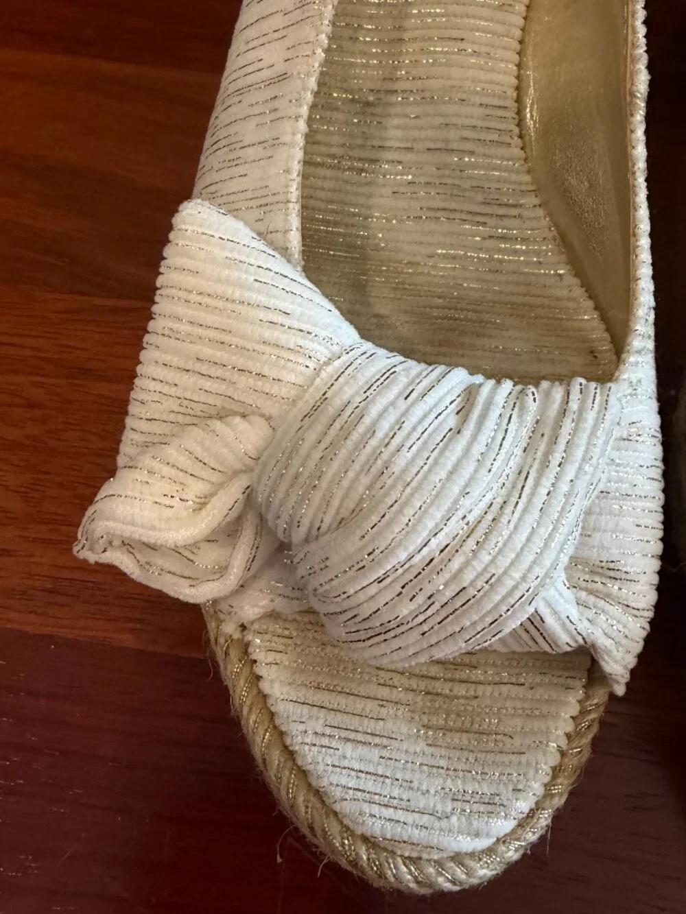 Naturalizer Bettina Peep Toe Bow Slingback Wedge Espadrilles, Size 8